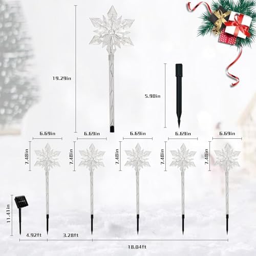 20 Pack Snowflake Solar Christmas Pathway Lights - Image 7