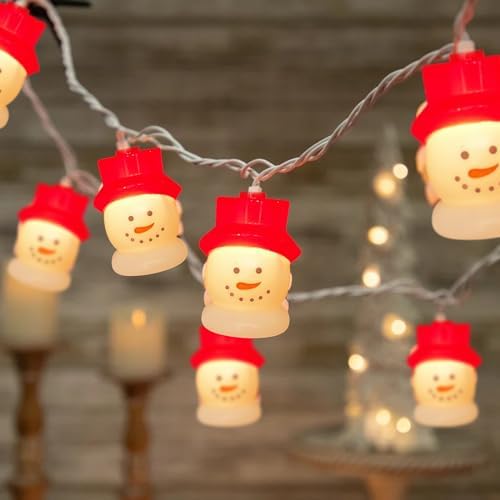 Christmas Snowman String Lights , 8.5Ft Christmas Decorations String Lights Indoor with 10 Cute Snowman Head Lights, Hanging Snowman Fairy Lights UL Listed for Outdoor Christmas Holiday Party Decor - Image 5