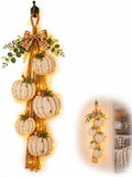 Rustic Wooden Pumpkin Door Hanging with Warm LED Lights, Rustic White Pumpkin Hanging Swag, Fall Decor Gift, Glowing Wreath, Farmhouse Porch Front Door Decoration Home(White with Light) by Unknown