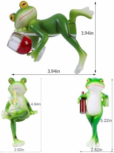 3 PCS Tipsy Frog Statues Pot Hugger Decorations for Plant, Miniature Frog Garden Decor Outdoor Women Gifts Frog Figurines Plant Hangers Decor for Flower,Yard,Lawn Ornament - Image 3