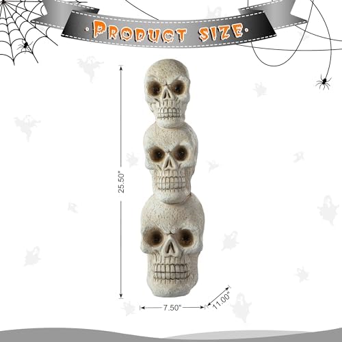Glitzhome Halloween Porch Decorations, Lighted Halloween Front Porch Standing Sign Decor with Timer, MGO Skull Sign for Indoor Patio Party, 25.5" H - Image 2