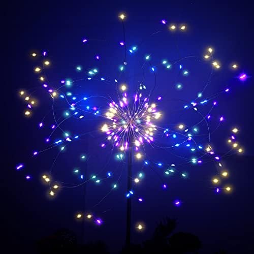 JJGoo Solar Firework Lights, 2 Pack 180 LEDs 2 Lighting Modes Solar Lights Outdoor Waterproof for Garden Patio Walkway Pathway Party Wedding Christmas Decorative - Colorful - Image 2