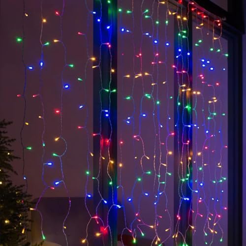 Dazzle Bright 300 LED Curtain String Lights, Christmas Fairy Lights for Bedroom with 8 Lighting Modes, Connectable Waterproof Window Lights Party Wedding Garden Wall Decor, Multi-Colored - Image 6