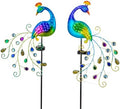 DREAMSOUL 2 Pack Peacock Solar Lights Outdoor, Metal Peacock Gifts by DREAMSOUL