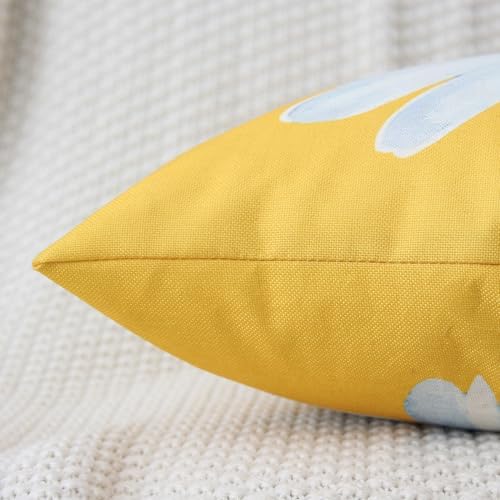 Spring Summer Outdoor Waterproof Pillow Covers 20 x 20 Inch Set of 2 Yellow Daisy Flower Decorative Cushion Cases for Sofa Couch Garden Patio - Image 4