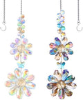 2 PCS Crystal Flower Sun Catcher Prisms Colorful Suncatcher Hanging Ornament Crystals Sunflower Rainbow Maker Suncatchers for Windows Hanging Indoor Outdoor Balcony Aesthetic Home Patio Garden Decor by Heogacinlia