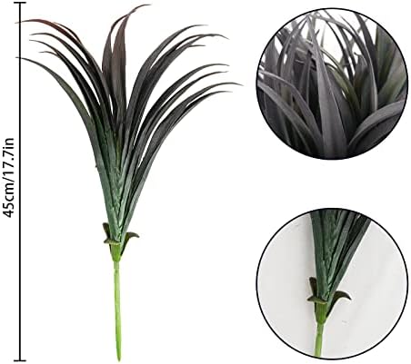 16Pcs Artificial Grass Fake Plants 17.3in Outdoor Plants UV Resistant Faux Greenery Stems Fake Grass for Home Window Garden Office Patio Pathway Front Porch Décor Green & Black - Image 5