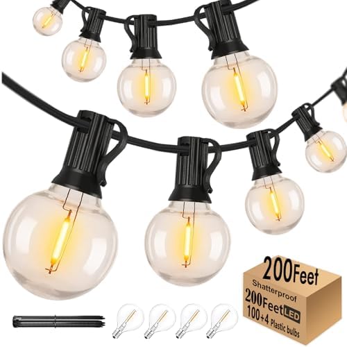 Outdoor String Lights Waterproof Patio Lights 200FT with 100+4 Shatterproof G40 LED Edison Outdoor String for Party Backyard Gazebo Pegola Cafe, 2Pack x 100ft - Image 2