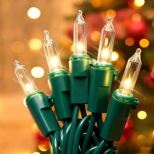 Hopolon Clear Christmas Lights, 13 FT 50 Count String Lights Green Wire by Hopolon