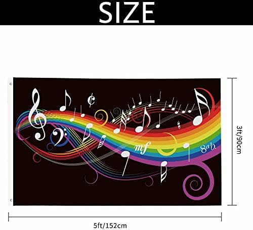Yekiua Music Flag 3X5 Ft Outdoor Rainbow Music Musical Note Melody Premium Strongest Longest Lasting Flag Vivid Color With Brass Grommets - Image 2