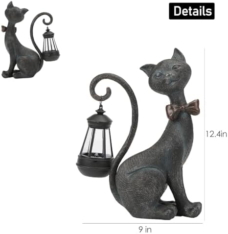 Cat Outdoor Statues with Solar Garden Light - Image 2