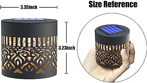 Hapjoy Solar Fence Lights 2 Pack Outdoor Deck Step Wall Lights Metal Waterproof LED Warm Yellow Light for Garden Post Patio Backyard Yard Decor (Flower, 2) - Image 7