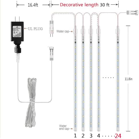 Meteor Shower Christmas Lights 24 Tube 576 LED Icicle Lights for Outside - Image 4