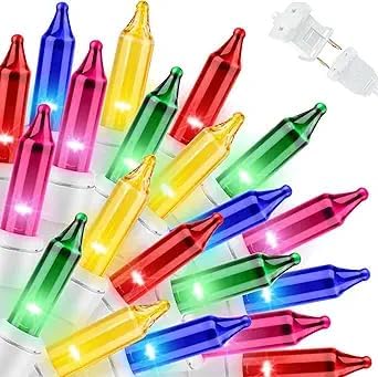 LAMPHOME Multicolour Easter Lights 100 Count 19.6 Feet Incandescent Bulb Mini String Lights for Indoor Christmas Tree Garland Birthday Wedding Easter Party Festival Decoration, White Wire by ULL