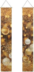 Gold Christmas Decorations Door Banners for Front Door Holiday New Year Christmas Door Hanging Porch Signs Outdoor Hanging for Home Indoor Xmas Decor Wall 2 Pack by WelcometoLuarisgur
