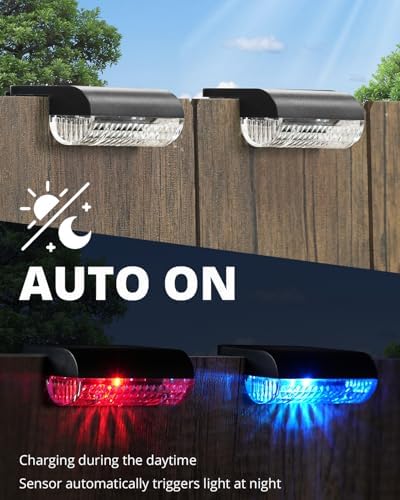 Herzila 16 Pack Solar Deck Step Lights Outdoor,Color Changing Solar Fence Lights Led Auto Dusk-to-Dawn, Waterproof Color Changing for Step, Fence, Railing Patio, Balcony - Image 5