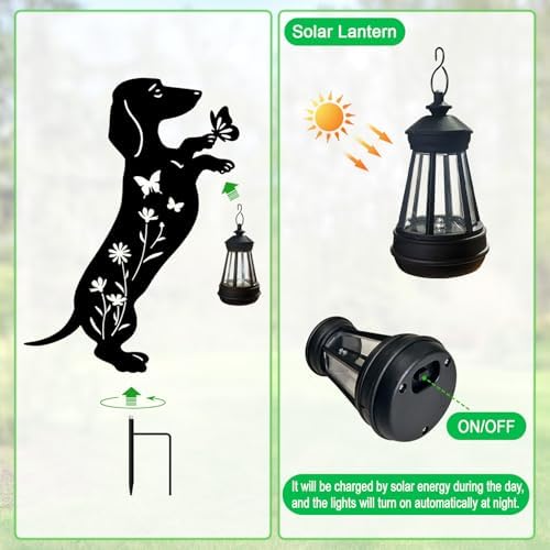 Solar Lights Outdoor Pathway,2 Pack Metal Dachshund Yard Decor Garden Stake - Image 3