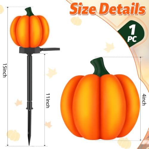 1 Pack Pumpkin Solar Lights Outdoor Halloween Decor Fall Solar Stake Light - Image 2