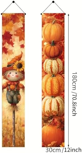 BlissYard Fall Scarecrow Porch Banner 12x71 Inch - Image 3