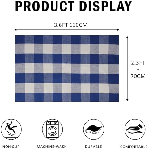 Buffalo Plaid Outdoor Rug 27.5" x 43" Blue and White Checkered Area Rug Washable Doormats Indoor Outdoor Rugs for Layered Front Door Mats, Porch, Entryway, Kitchen, Farmhouse - Image 2