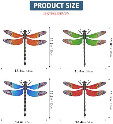 4 Pcs Large Outdoor Metal Dragonfly Wall Art Hanging Decorations - Image 3