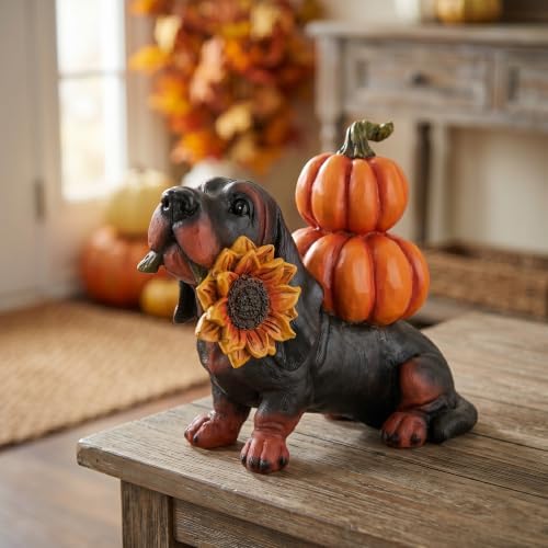Thanksgiving Dachshund Dog Statue, Fall Pumpkin Dog Figurine Decor - Image 7