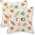 Summer Pillow Covers 18x18 Set of 2 Tropical Coastal Beach Outdoor Throw Pillows Sun Sunshine Monstera Palm Leaf Ice Cream Decorative Pillow Cases Farmhouse Cushion Case for Couch Home Decor by JEFERSO