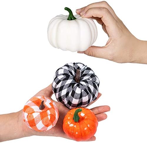 Ueerdand 16 PCS Fall Decor Assorted Sizes Artificial Pumpkins Burlap Faux Foam Pumpkin for Harvest Autumn Season Halloween Thanksgiving Holiday Festive Embellishing and Displaying - Image 2