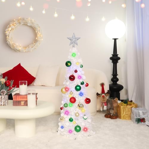 N&T NIETING Pop Up Christmas Tree with Lights & Ornaments, 3FT, White - Image 2