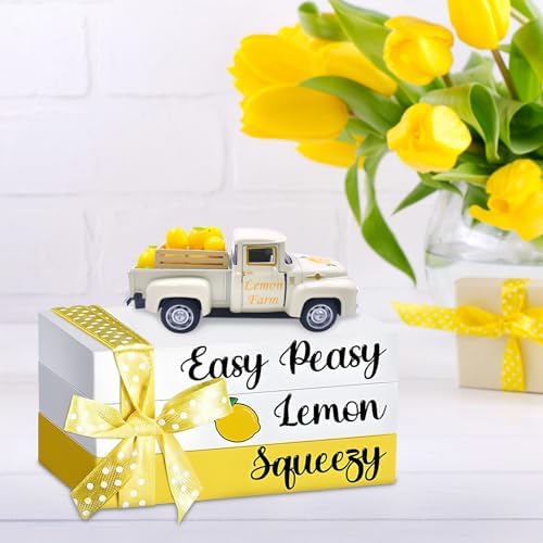 Lemon Decor Vintage Truck Decor Mini Lemons & Wooden Crate, Cream - Image 6