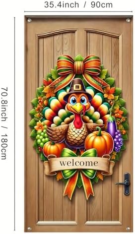 BlissYard Thanksgiving Turkey Door Cover Fall Decor 35 x 71 Inch - Image 3