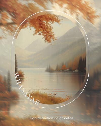 WHASAYART Vintage Fall Tranquil Nature Forest Landscape Wall Art 12x16, Framed Autumn Mountain Path Lake Scenic Canvas Painting Print, Rustic Artwork Farmhouse Bathroom Bedroom Entryway Décor - Image 4