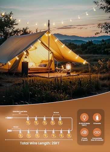 Brightown Outdoor String Lights, 29FT G40 LED IP65 Waterproof Patio Lights - Image 4