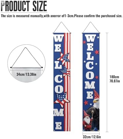 doginthehole 4th of July Patriotic Decorations Hanging Front Porch Door Banner American Flag Blue July Fourth Decor for Home School Office Yard Garage, Memorial Day Decor Outdoor Indoor - Image 6