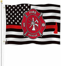 Yekiua Firefighter Flag 3X5 Outdoor Fire Department Thin Red Line American Flag Cross Double Sided Flags All Weather Long Lasting With 2 Brass Grommets by Yekiua