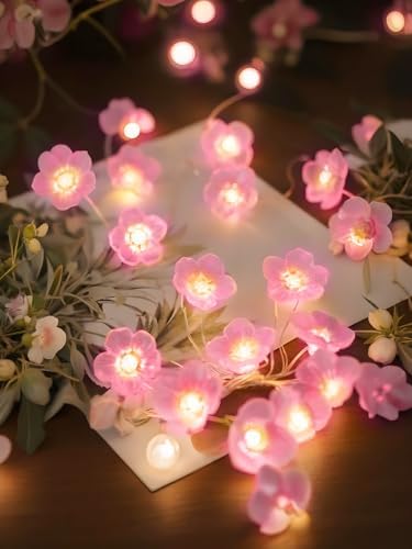 Cherry Blossom Flower String Lights Fairy Lights Battery Operated Remote - Image 5