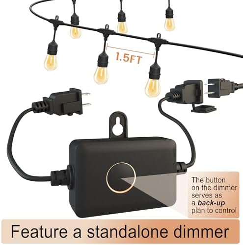 Outdoor String Lights 50FT 34 Bulbs(1.5 FT Apart) Remote lighting for Patio - Image 2
