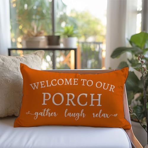 PANDICORN Outdoor Throw Pillow Covers 12x20 Set of 2 Fall Decor, Orange - Image 3