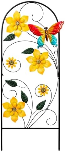 YEAHOME Garden Decor for Outside, 33" Flower Butterflies Decorative Garden Stakes for Spring Garden Decor, Metal Yard Art Stakes for Outdoor Lawn Backyard Porch Decorations by YEAHOME