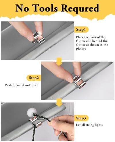 Gutter Clips for Hanging Outdoor Lights: 100 Pcs Metal Christmas Light Clips for outside String Lights - Weatherproof Gutter Clips for Xmas Halloween Seasonal Rope Mini Holiday Decoration Lights - Image 3