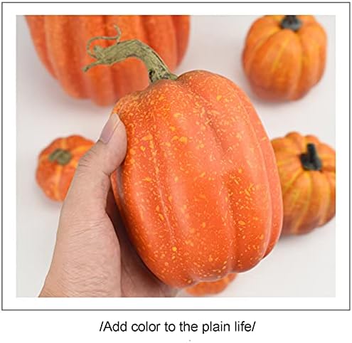 Halloween Autumn Harvest Festival 7 Artificial Pumpkins of Various Styles Decorate Rural Style Farmhouses Foam Pumpkins Thanksgiving Dinner Party Home Festival Autumn Decoration (Orange) - Image 6