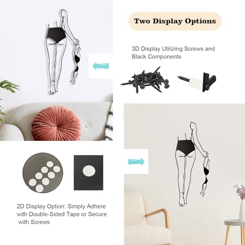 Sexy Metal Wall Art, 3D Abstract Woman Sculpture for Bedroom Black Decor - Image 4