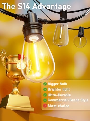 100FT LED Outdoor String Lights with 30 Edison Shatterproof IP65 Waterproof Bulbs, 2700K Dimmable Commercial Grade Patio Lights, Heavy Duty Outside Hanging Light for Garden Porch Deck Decor - Image 2