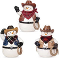 DoubleFill 3 Pcs Snowman Figurines Western Cowboy Christmas Decorations by DoubleFill