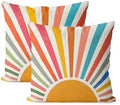 Summer Pillow Covers 24x24 Set of 2 Colorful Stripes Yellow Sunshine Outdoor Throw Pillows Boho Rainbow Sun Decorative Pillowcase Linen Modern Farmhouse Cushion Case for Home Bedroom Decor by JEFERSO