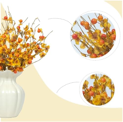 Set of 8 Fall Flower Berries Picks for Vase Centerpices, Autumn Orange Berry Picks for Home Decor, Thansgiving Harvest Flower Home Decor - Image 5