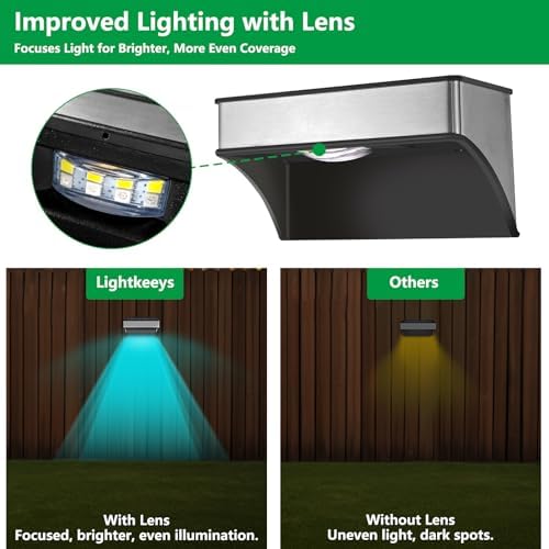 Solar Fence Lights Outdoor,8 Pack Step Lights Solar Powered with 9 Lighting Options, IP65 Waterproof, Deck Light Solar Powered for Outside/Backyard/Patio/Wall/Railing/Pool/Stair - Image 4