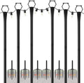 6 Pack String Light Poles for Outside, 10Ft Light Poles for Outdoor String Lights, Adjustable Outdoor String Light Poles with Fork,Metal Fence Post for Patio,Backyard,Deck by MIUVIBENI
