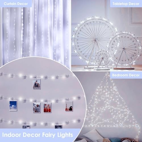 33FT 100 LED Fairy Lights Plug in, 8 Modes Twinkle Lights Cool White - Image 6