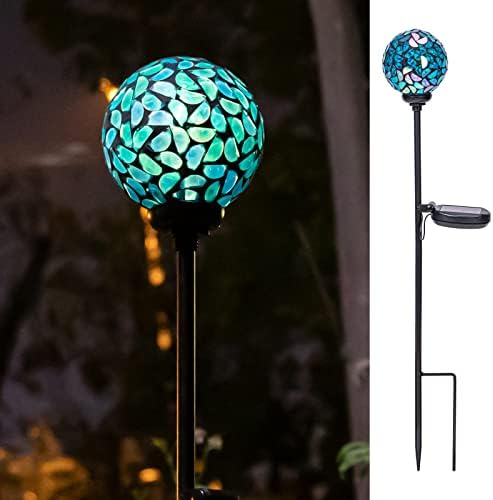 VCUTEKA Decorative Solar Garden Lights, 3.5" Mosaic Globe Outdoor Stake by VCUTEKA